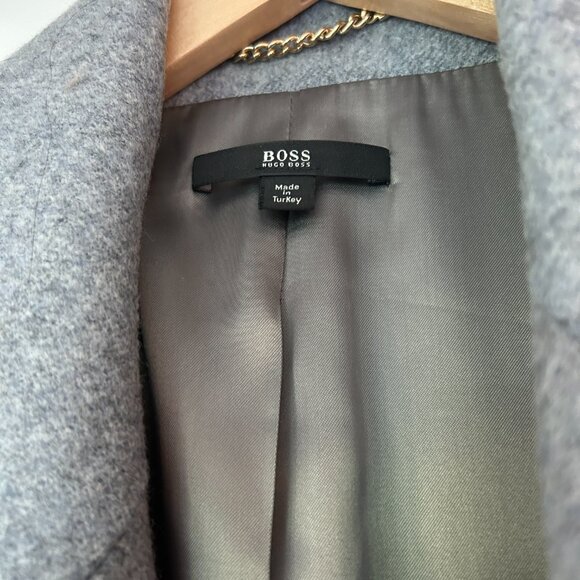 Grey Ombré Wool-Blend Coat w/ Oversized Shawl Collar, Midi Length - Picture 8 of 8